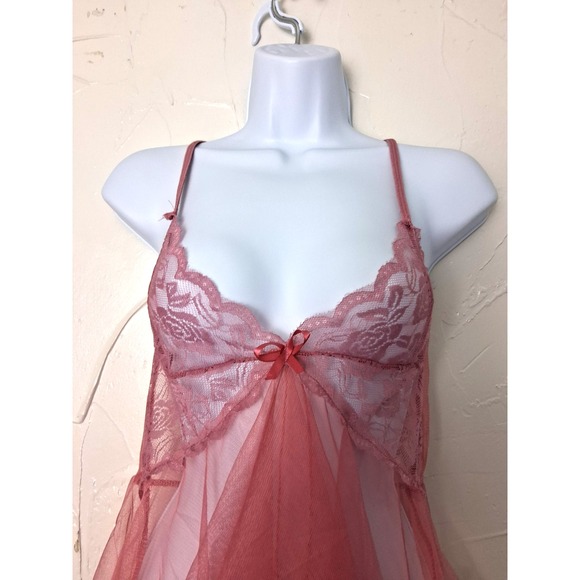 Vtg Y2K Baby Doll Lace Tulle Sheer Tank Top‎ Size Small Fairy Coquette Dainty - Picture 4 of 6